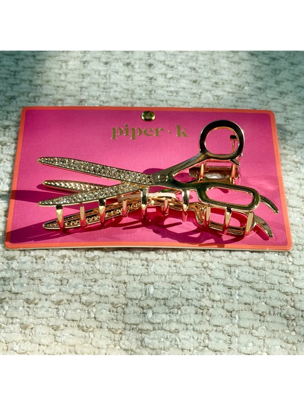 Piper K Scissors Hair Claw Clip Gold Tone Rhinestones Viral Hairdresser Gift NWT